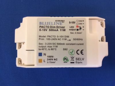 Blueline LED driver 500mA 3-23v.11w 1-10v dim Pacto Nieuw